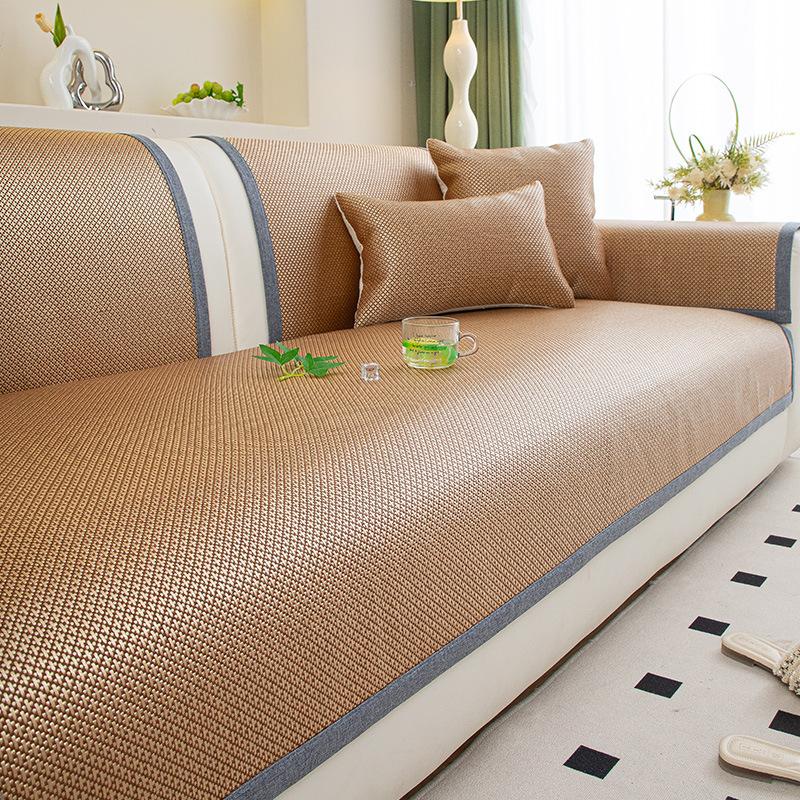 Summer And Summer Rattan Mat Sofa Cushion New French High-End Ice Silk Mat Cover Cloth Non-Slip Seat Cushion