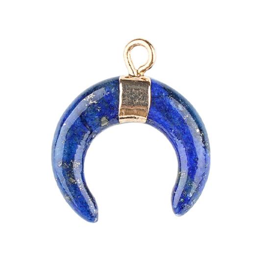 DIY Pendant Gold-Plated Edging Crescent Horn Design Natural Imitation Crystals Jade Necklace Bracelet Earrings Charm DIY Jewelry Making