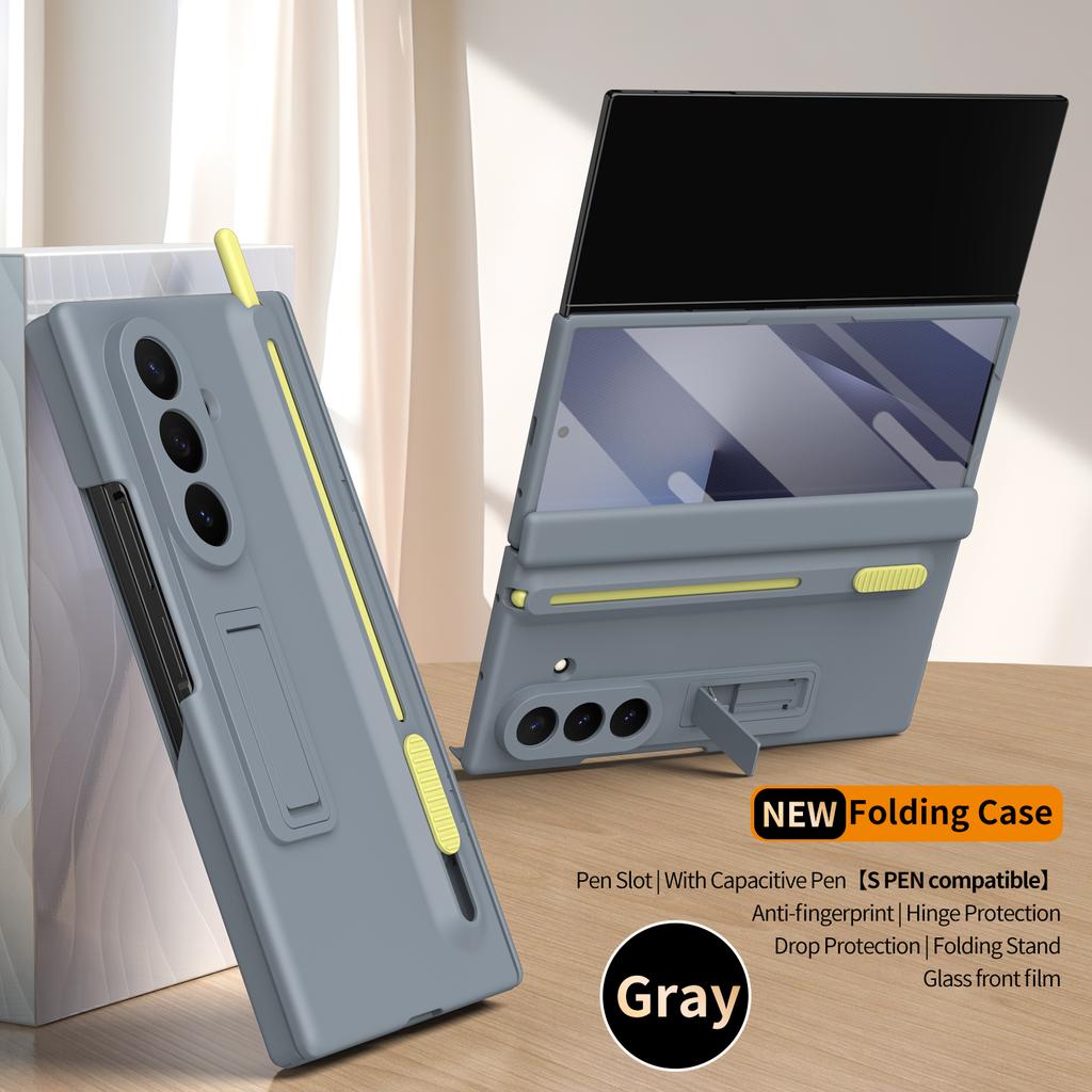 Магнитный чехол-книжка для телефона Samsung Galaxy Z Fold 7 3 4 5 6 с защитой экрана из стекла, выдвижным слотом для хранения ручки, держателем, крышкой для Galaxy Z Trifold
