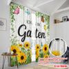 2pcs 2D Flat Printing Window Curtains Garden Butterflies Sunflowers Floral 100% Polyester Without Electricity Festive Wall Decor