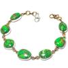 Natural Copper Turquoise Gemstone 925 Sterling Silver TwoTone Bracelet 7-8" J7m14