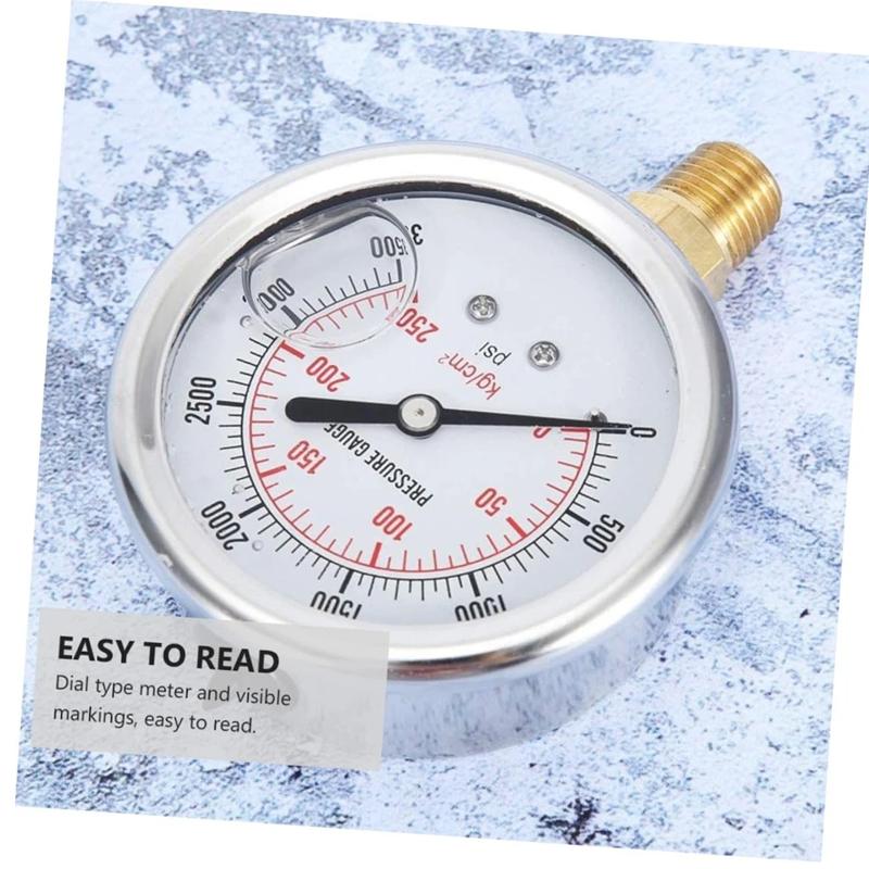 Oil Pressure Gauge Stainless Steel Construction for Water Gas Pressure Meters