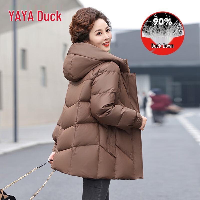 YAYA Women's 2025 Winter Mid-Length Hooded Down Jacket