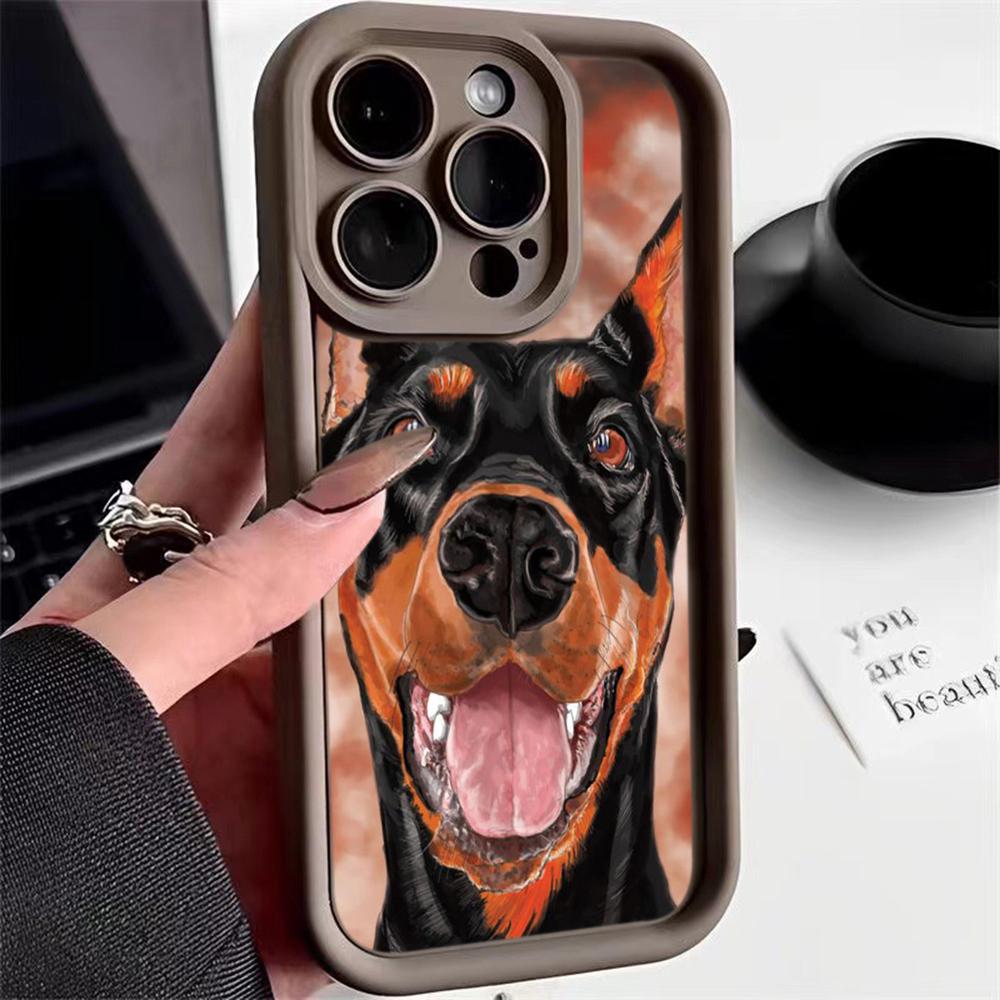 Мягкий чехол из ТПУ с ангельскими глазками для Samsung A10 A30 A50 A13 A23 A53 A14 A24 A34 A54 A15 A25 A35 A55 S20 S23 FE S24 Ultra Ae52 Animal Dog Doberman art