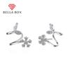 Fashion Zircon Snowflake Five Petals Stud Earrings Jewelry Wedding Party Gift
