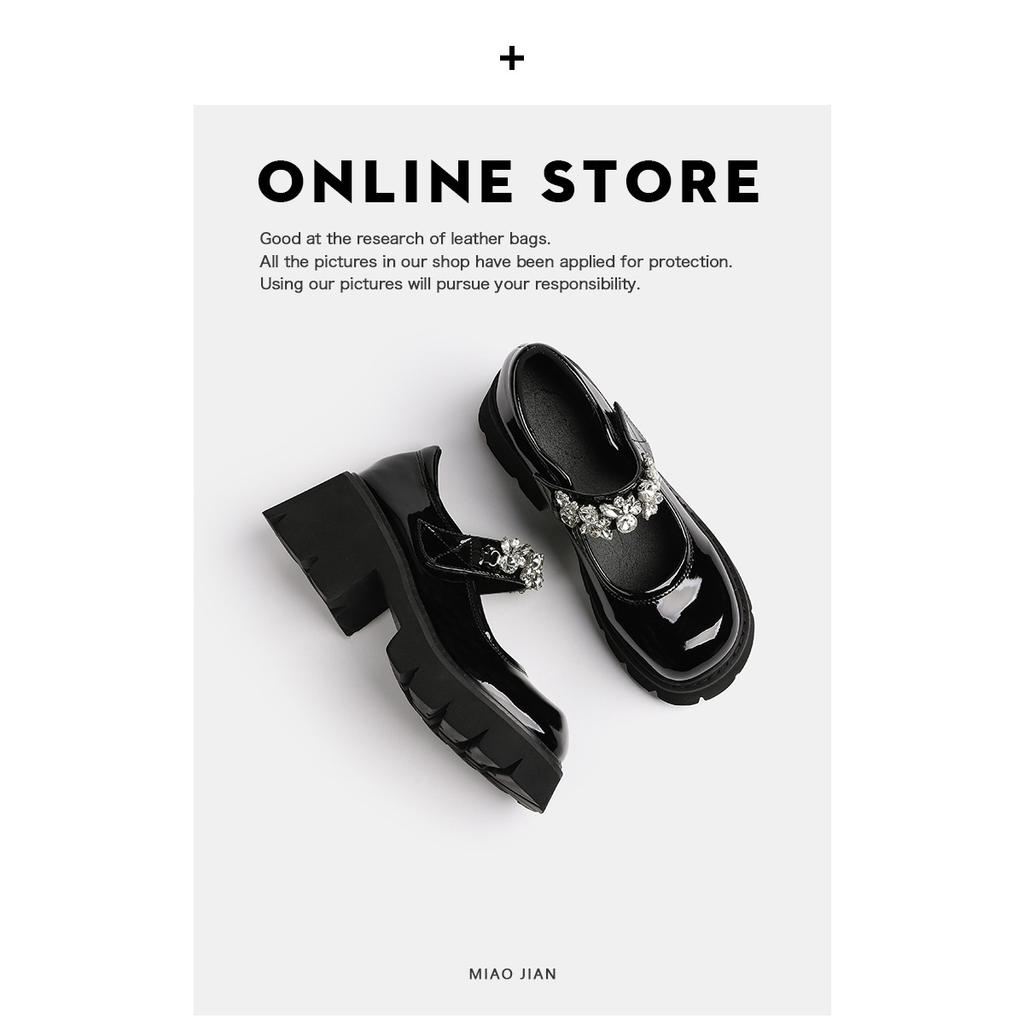 Platform Mary Jane Single Shoes Women'S Spring British College Style High Heel Large Size Versatile Retro Small Leather Shoes