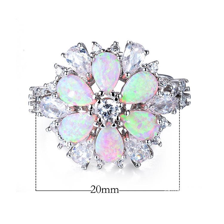 Shine Hot Sale Light Pink Opal Stone Flower Ring, Vintage Ring Accessories