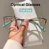 Fashionable Cat Eye Metal Frame Optical Glasses with Anti Blue Light Stylish Women Eyewear Business Office Eye Protection