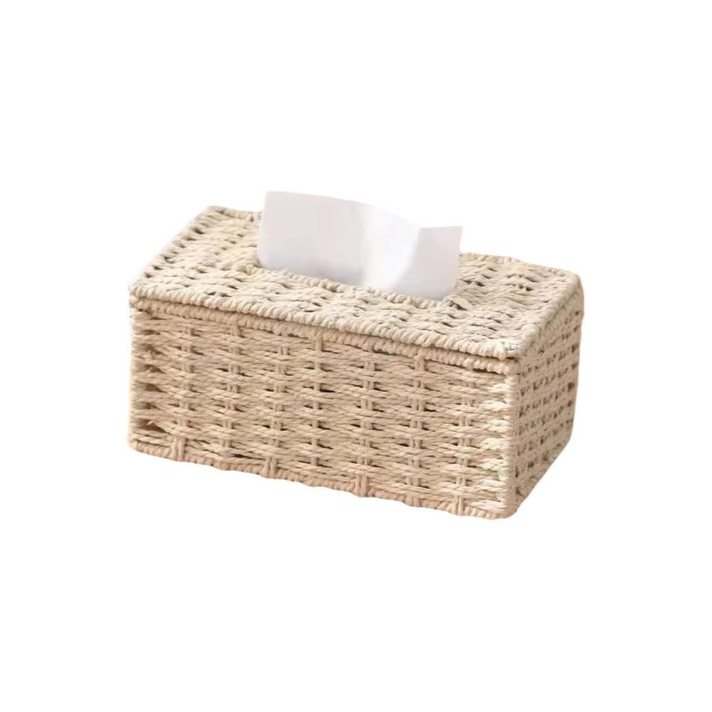 Handmade Imitation Rattan Tissue Case Decoration Tissue Paper Container Living Room