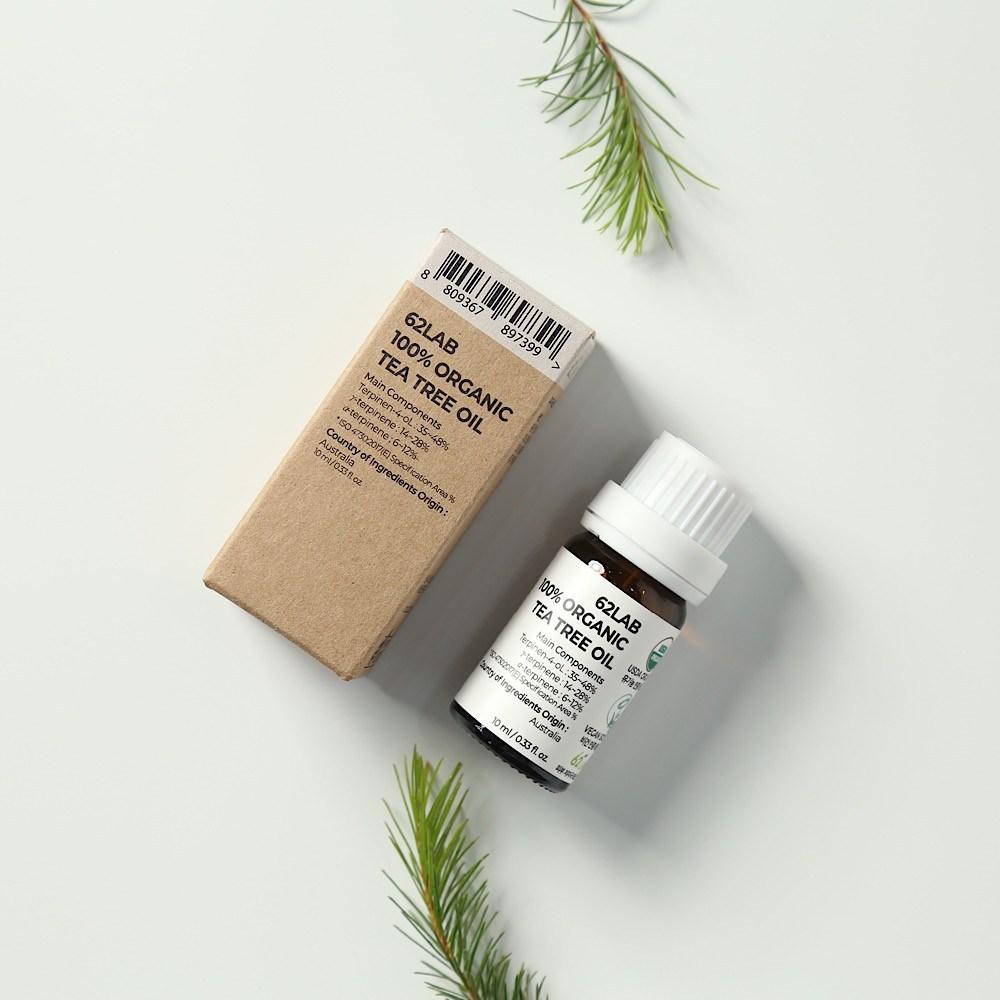 62 Labs Органическое масло чайного дерева USDA, веганское, для проблемных зон с акне, успокаивающий уход, 10 мл, 2 штуки