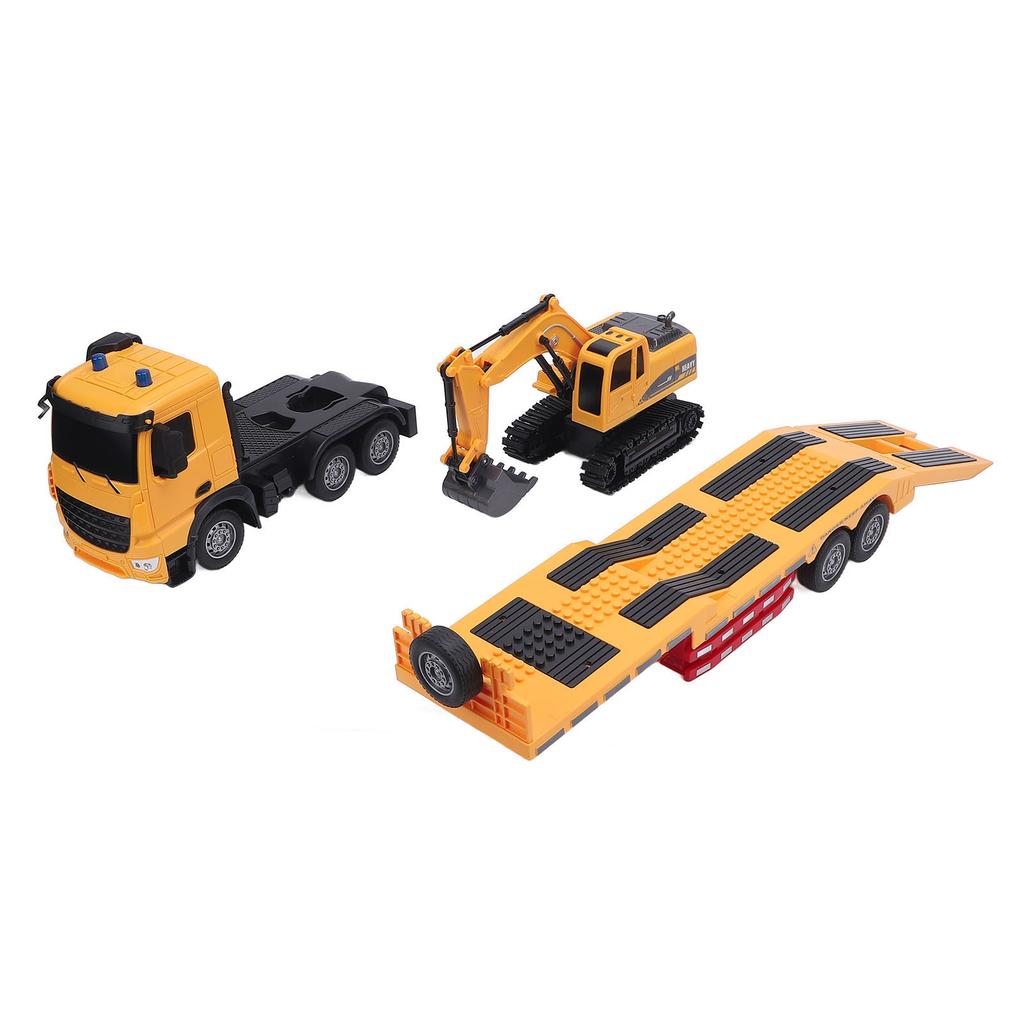 RC Semi Truck Excavator Toy Set Educational Dual Remote Control Powered Battery 2 in 1 Construction