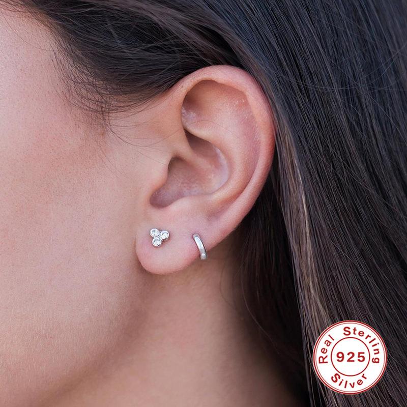 S925 Diamond Triangle Women'S Silver Stud Earrings