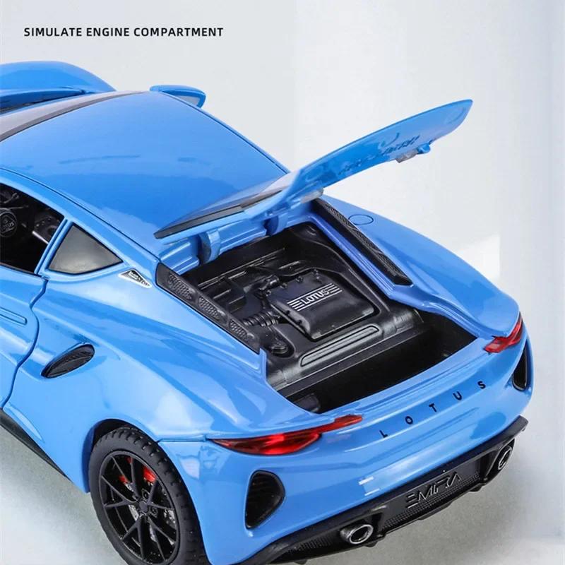 1/24 Lotus Emira Evija сплав спортивная модель автомобиля литые металлические гоночные машины транспортные средства модель имитация звука свет коллекция KidsToy