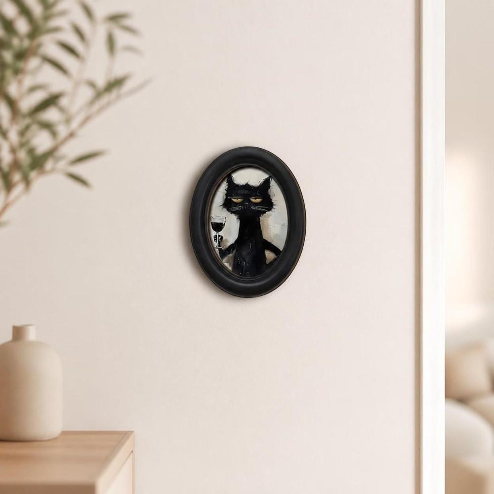 2D Abstract Wall Art Wooden Oval Wall Decoration Cat Portrait Decor Furniture Wall Decoration