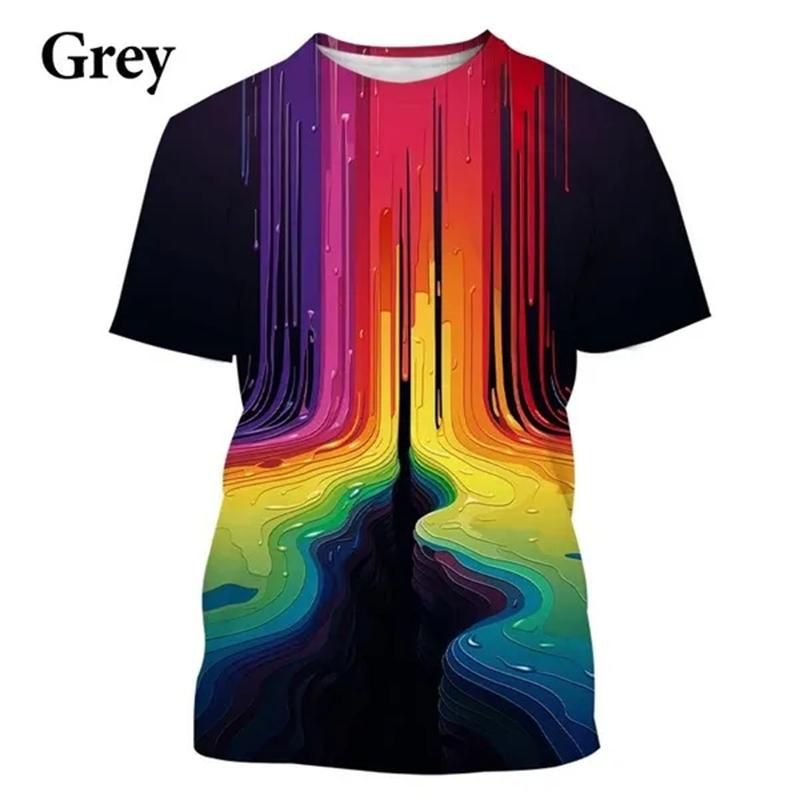 Футболка с разноцветными брызгами чернил и радугой, 3D-принт, для мужчин и женщин, модная одежда, футболка, одежда с круглым вырезом и коротким рукавом, топы и футболки