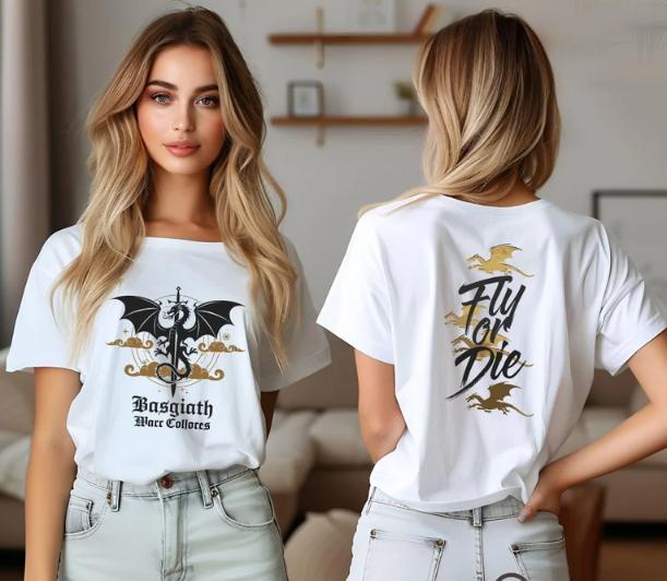 TXFourth Wing T-Shirt Basgiath War College Double-Sided Design Women's T-shirt