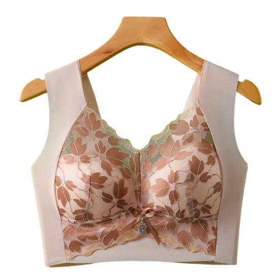 Женский цветочный кружевной бюстгальтер с полным покрытием на косточках, спортивное нижнее белье размера плюс, бесшовный подтягивающий бюстгальтер для большой груди