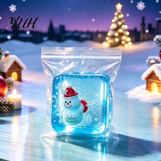 Holiday Stocking Stuffers Christmas Clear Cube Squeeze Toy, Santa Claus Stress for Sensory Toy Anxiety Reduction, Hand Relaxation Ball Xmas Gift Cubes