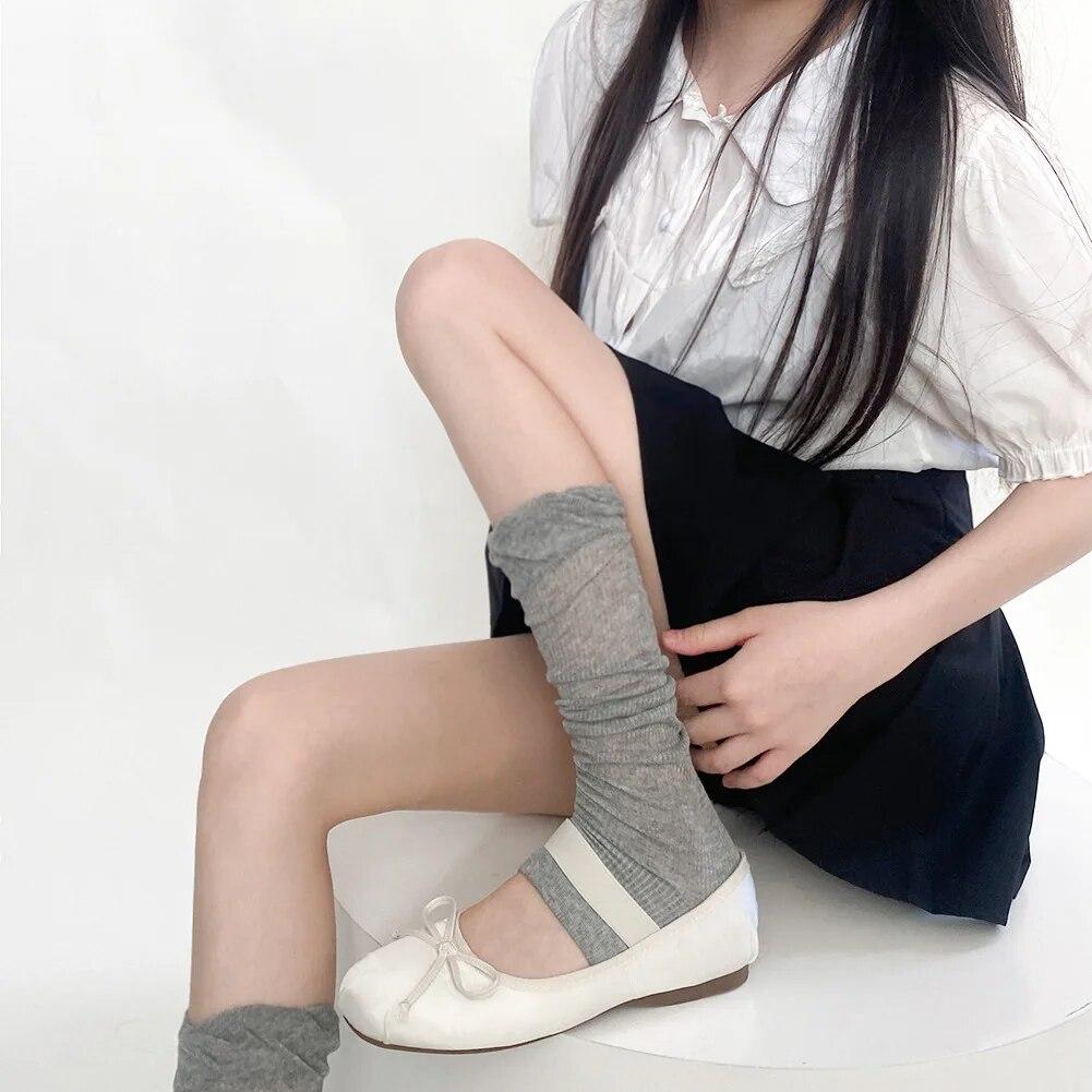 Leg Warmers Women Ballet Style Solid Color Long Socks Stockings Women JK Lolita Girls Kawaii Ruffle Socks Foot Cover Leg Warmers