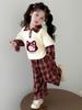 Модный весенне-осенний наряд для девочек 2025 года - красно-клетчатый набор «два в одном» для малышей