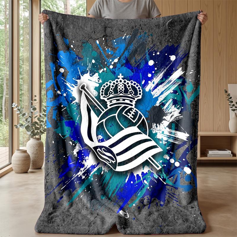 Real Sociedad FC Soft Flannel Fleece Blanket Lightweight Cozy Warm Throw Blanket For Sofa Bed Home Decor
