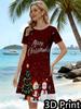 Women's Round Neck Short Sleeve Casual Mini Dress 3D Christmas Tree Cartoon Santa Claus Snowman Print Party Dress Vestidos