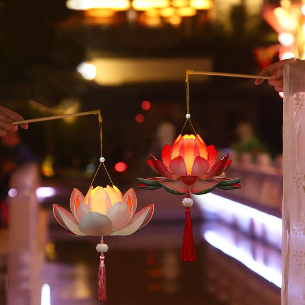 Paper Middle Autumn Festival Lantern 3D Mid Autumn Lotus Lantern Women