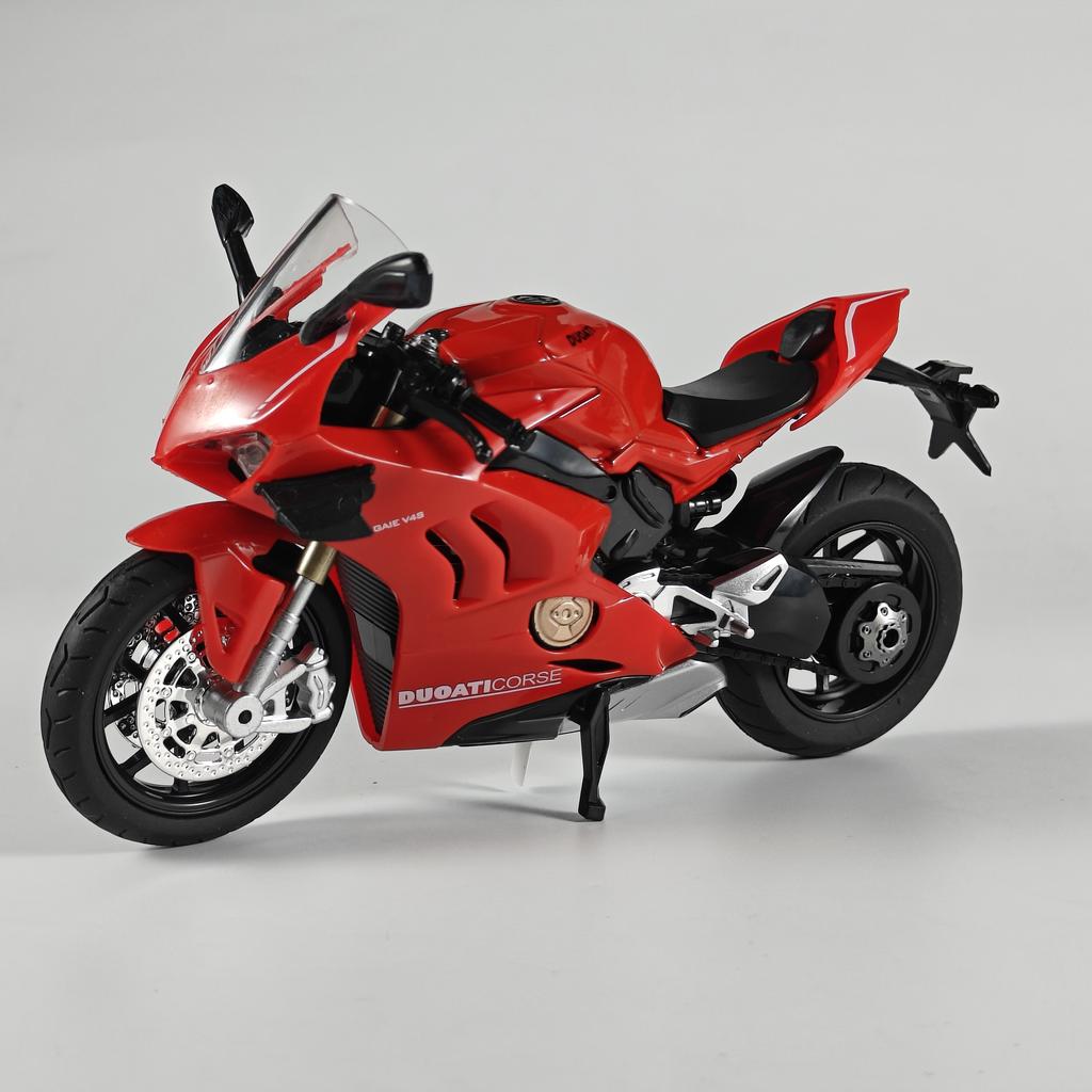 Моделирование 1:12 Модель мотоцикла Ducati V4S из литого металла Со звуком и светом Детская игрушка Подарок для детей Коллекционная модель Украшение Модное украшение для витрины