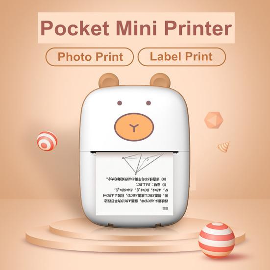 Портативный беспроводной принтер для путешествий, совместимый с Bluetooth, термопринтер без чернил для IOS