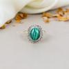 Malachite Gemstone 925 Sterling Silver Oval Gemstone Handmade Ring For Women
