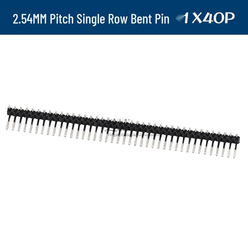 90° Dual Row Pin Header, 2.54MM Pitch, 1x2 to 1x40 Pins