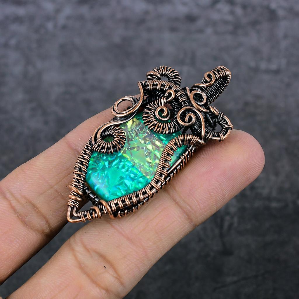 Triplet Opal Handmade Copper Wire Wrap Jewelry Pendant 2.56" R6z19