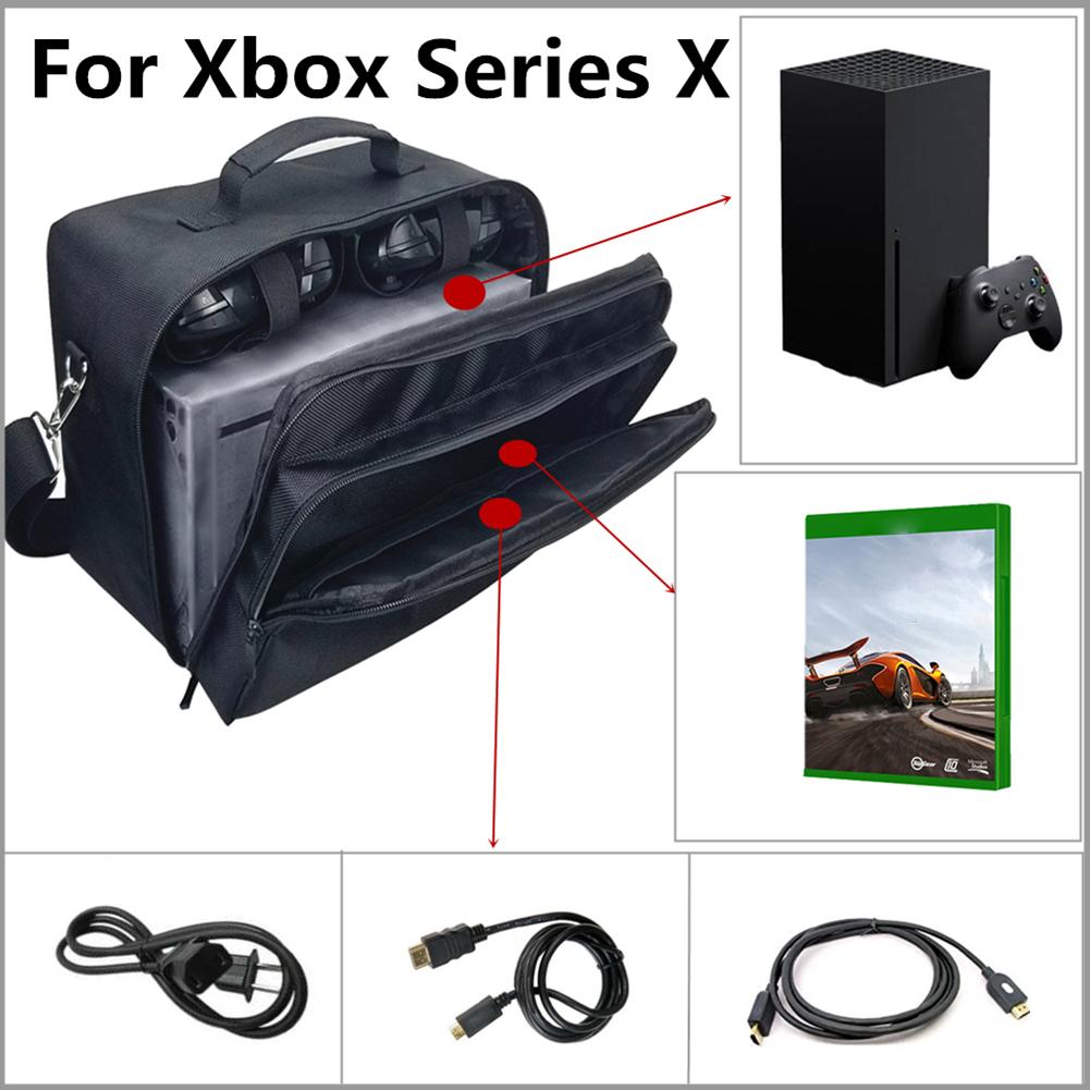 Двухслойная сумка для переноски игровой консоли Xbox Series X/S, беспроводных контроллеров и аксессуаров, водонепроницаемая защитная сумка на плечо