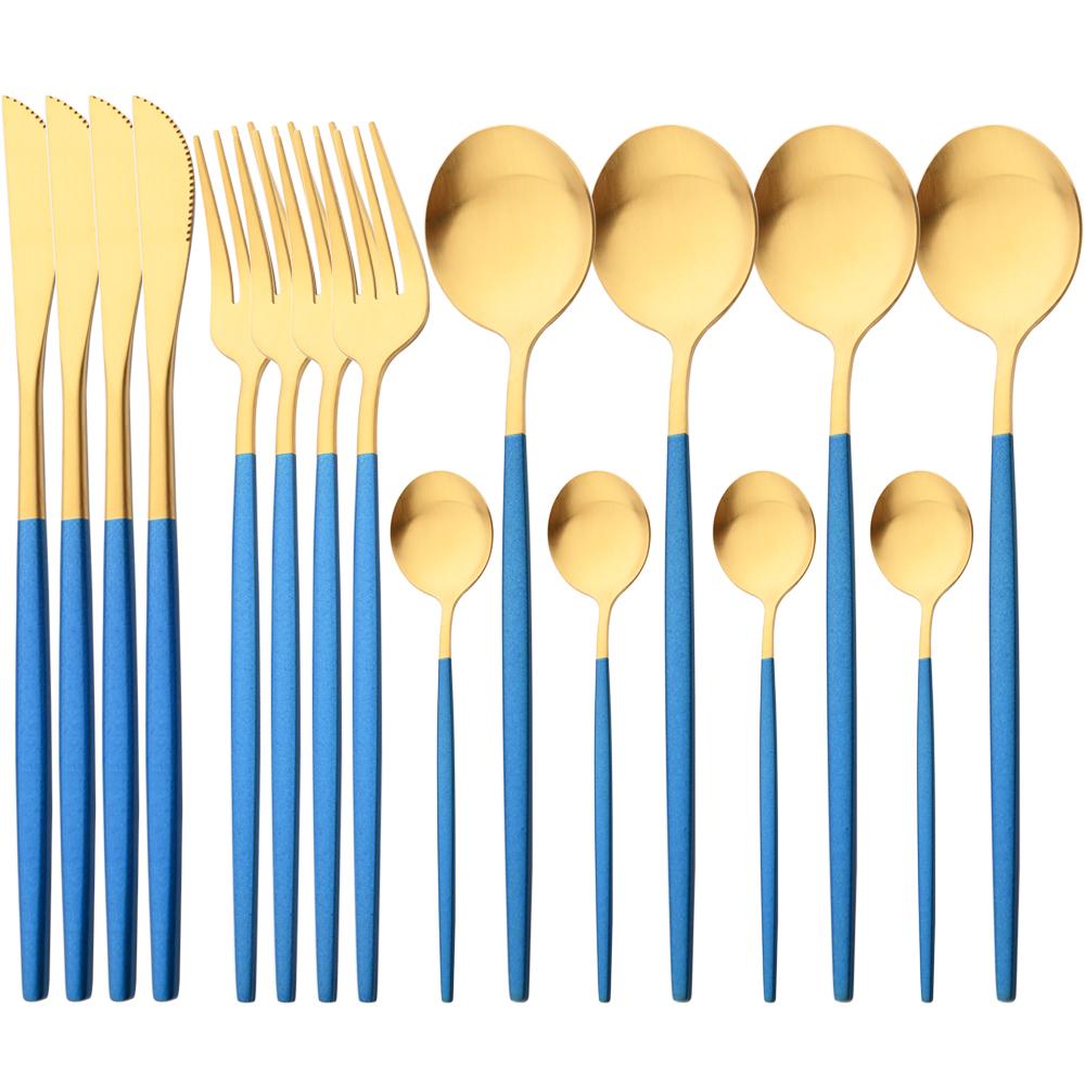 16 шт. матовый набор столовой посуды, серебряная посуда из нержавеющей стали, домашняя ложка, вилка, нож, столовое серебро, западные столовые приборы