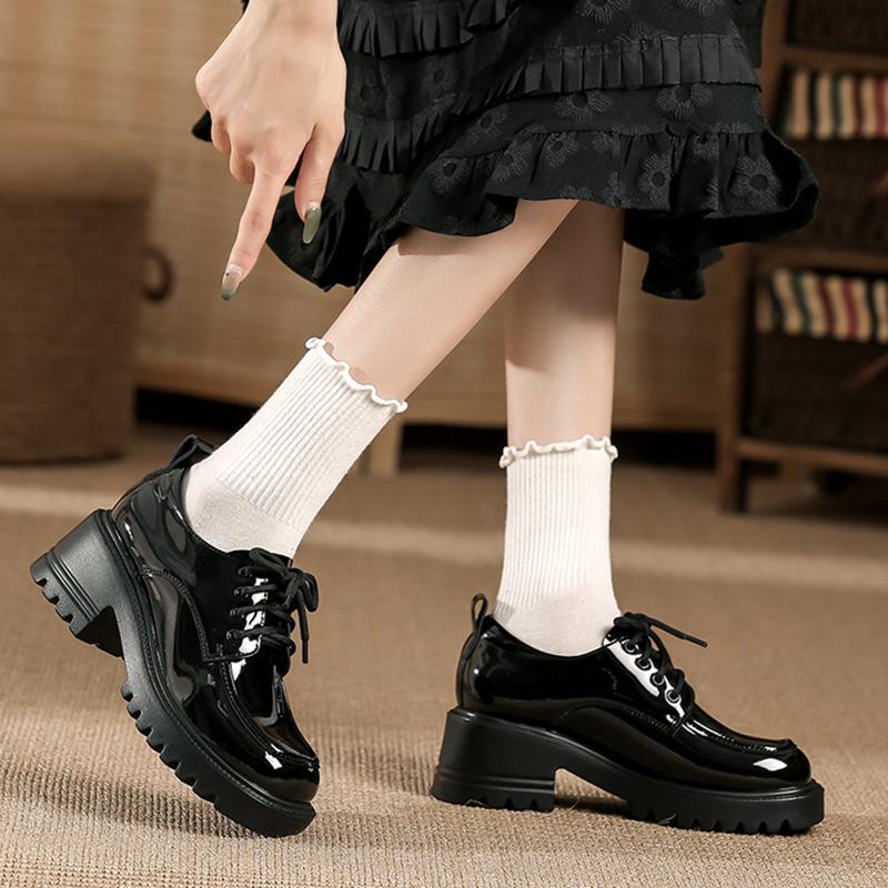 Туфли Mary Jane Small Leather, женские, новые, универсальные, ретро, на толстом каблуке, со шнуровкой, в британском стиле, в стиле колледжа