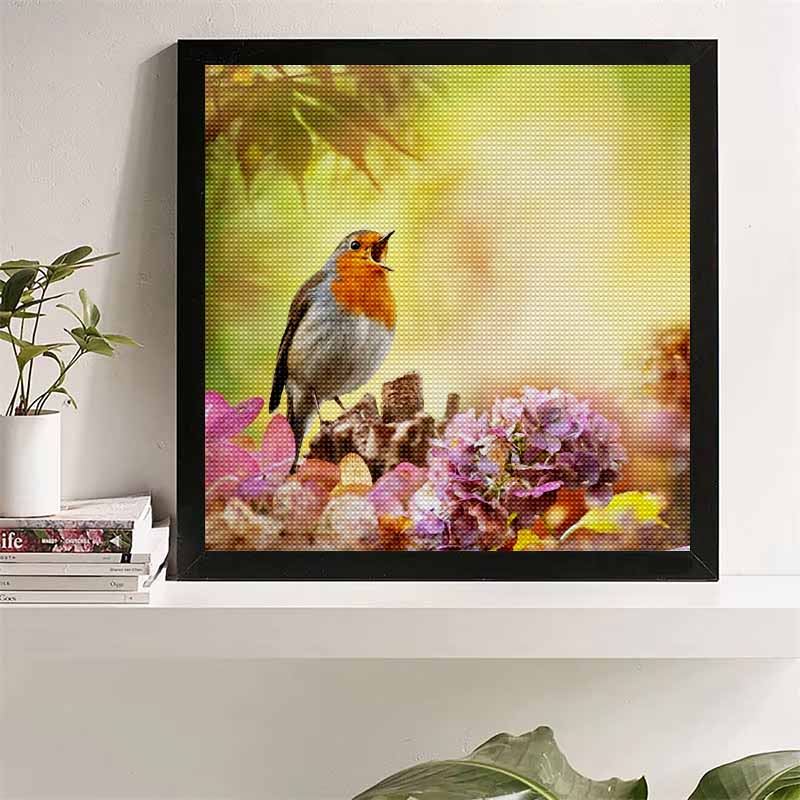 New Arrival 5D DIY Full Circle Diamond Painting "Birds Chirping" Embroidery Cross Stitch Home Decor Gift