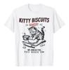 Графичная футболка с принтом пекарни Kitty Biscuits, хлопковая футболка с котенком, месящим тесто, смешной подарок для любителя домашних животных