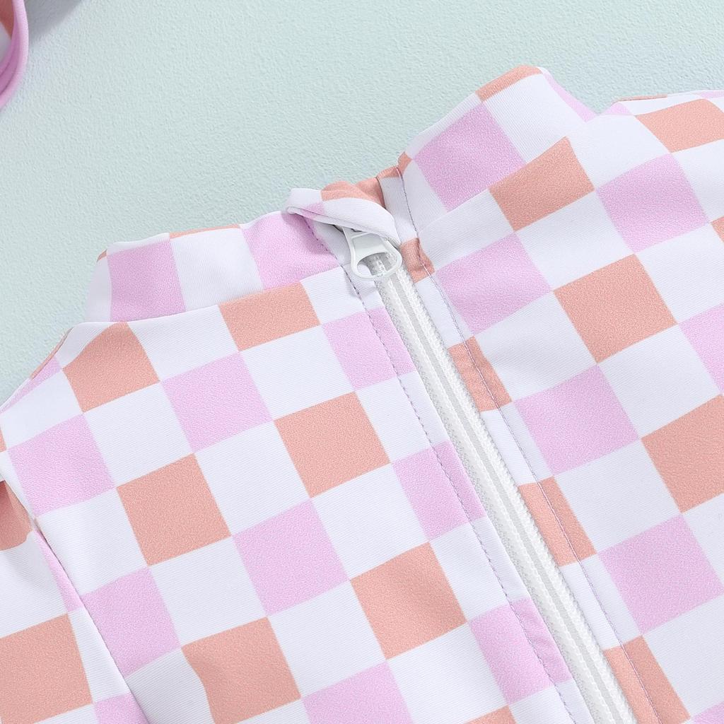 Купальник рашгарда для маленьких девочек 3, 6, 12, 18, 24 месяцев, купальный костюм с длинными рукавами и цветочным принтом/мороженого, детский купальник с шляпой от солнца