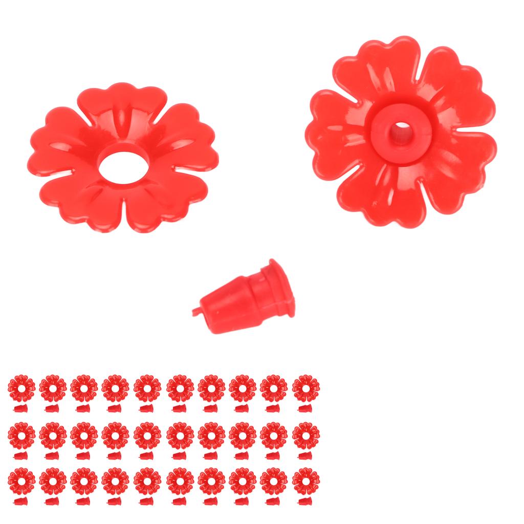30 Set Hummingbird Feeder Flowers Hanging Bird Feeding Ports Replacement Parts Garden SuppliesRed