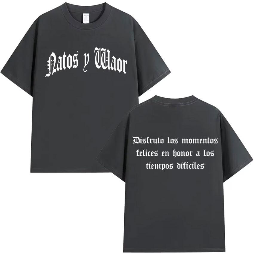 Rapper NATOS WAOR Tour 2025 Pop Shirts Mens Clothes Double Sided Hip Hop Tshirts Summer Oversized Short Sleeves Unisex Tshirt