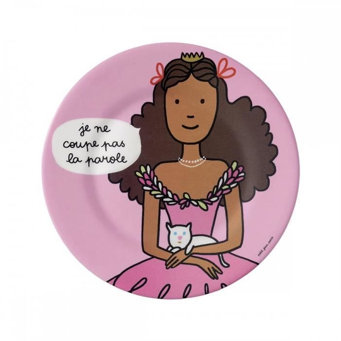 Assiette à dessert - Petit Jour - Princesse ''Je Ne Coupe Pas La Parole'' - Lot de 6 - Rose - 20 cm
