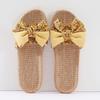 Корейская версия льняные тапочки с бантом для дома, с мягкой подошвой, милые, нескользящие, домашние тапочки, дышащие и освежающие, для салона красоты