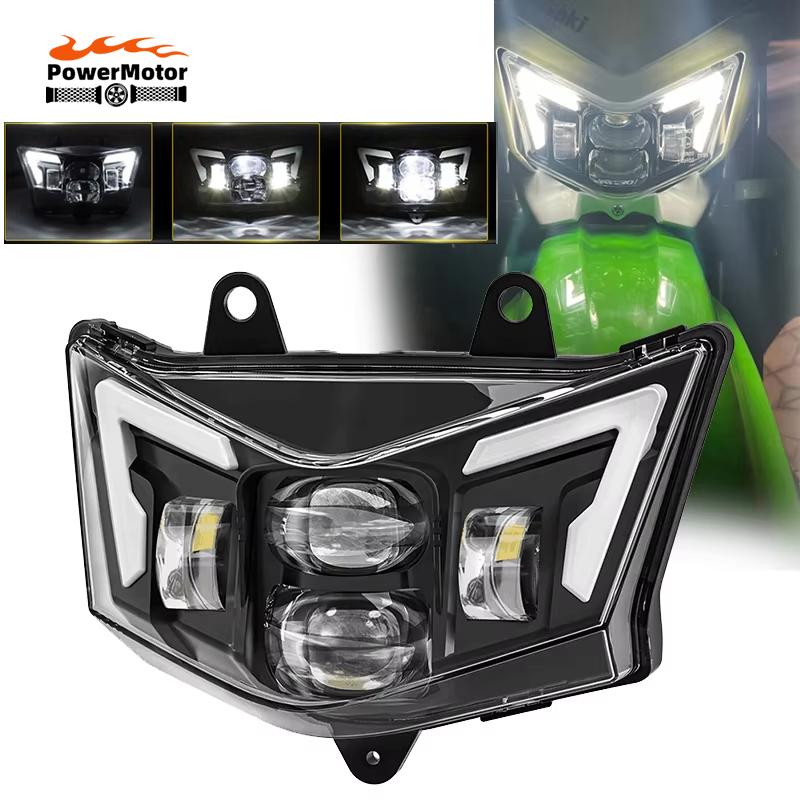 Для мотоцикла Kawasaki светодиодная фара с ближним и дальним светом Мотокроссовая фара D-Tracker 125 KLX125 150 2010-2016 KLX450R 2008-2026