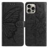 For iPhone 16 Pro Max Case Butterfly Imprinted Wallet Stand PU Leather Flip Phone Cover with Strap