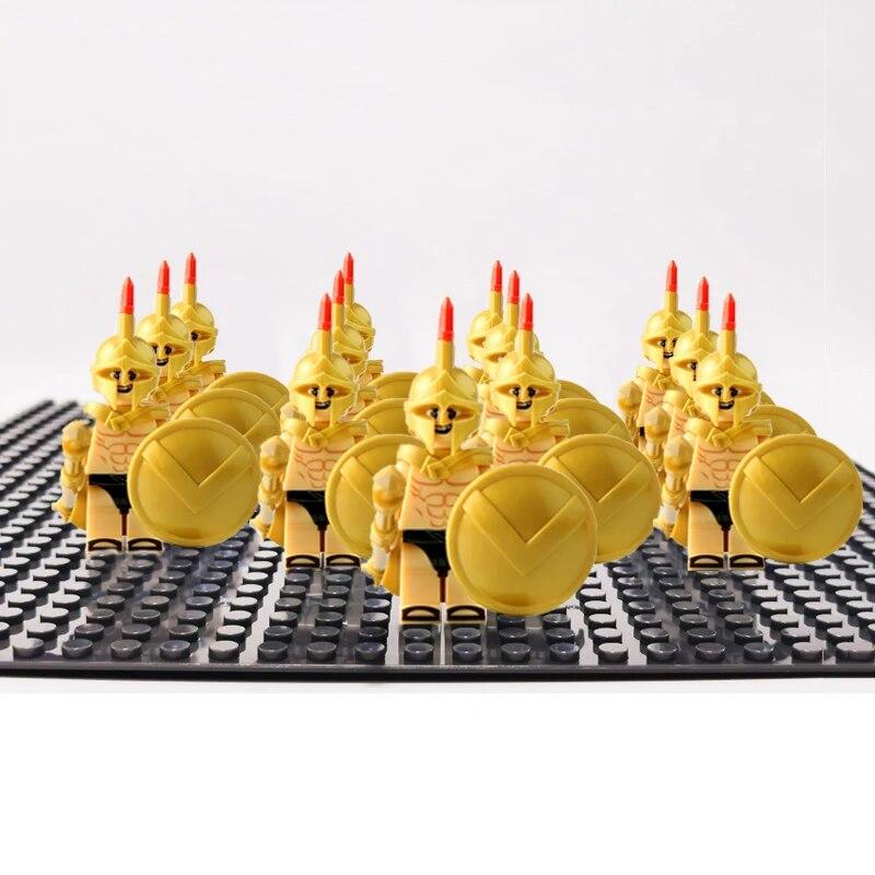 13 шт., средневековый замок, рыцари, военные бронированные римские солдаты, фигурки спартанских воинов с мечом, набор строительных блоков, игрушки