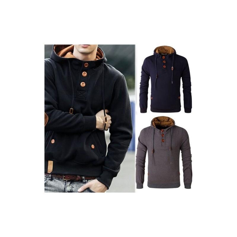 Men's Winter Cowl Neck Hooded Sweatshirt Coat Jacket For Ultimate Comfort And Style