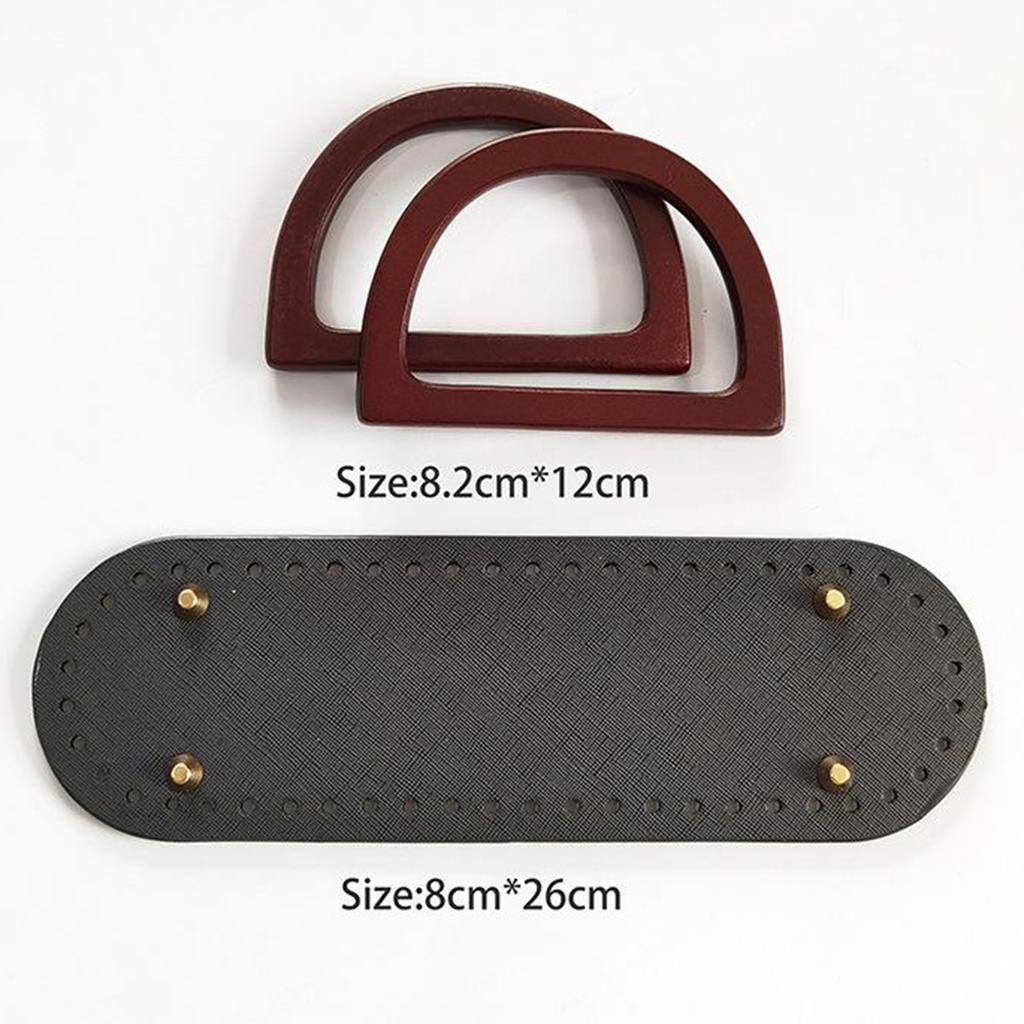 Crochet Bag Bottom Leather Base Tote Handle Set DIY Knitting Style 1