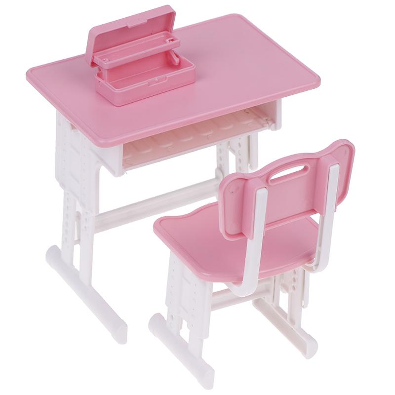 1 комплект миниатюрный кукольный домик школьная парта стул + пенал ролевые игры канцелярская модель для кукольных аксессуаров игрушка