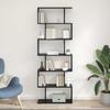 Black layered bookshelf, open plant rack, display and storage shelf for the foyer, living room, and study, 70x24x193.5 cm