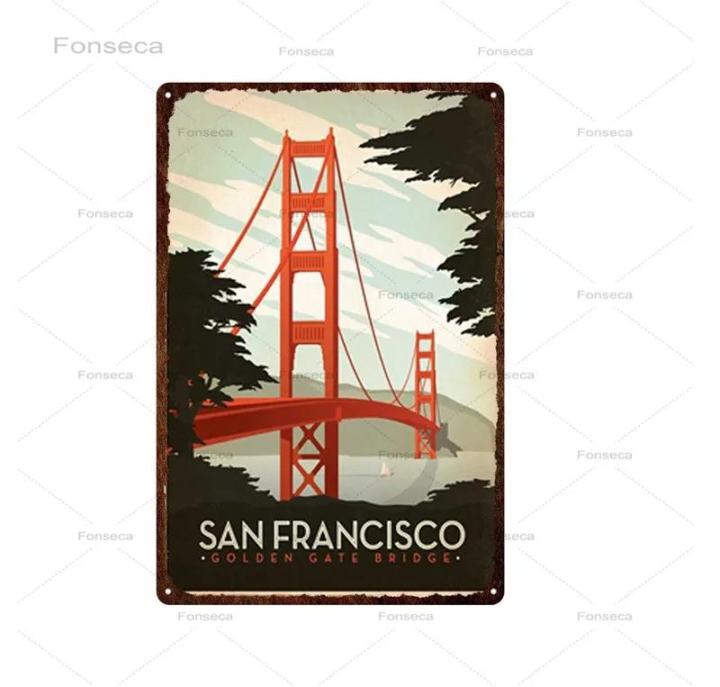 Paris Roma City Metal Sign Vintage Metal Plaque Travel Plates Decor For Bar Home Wall Decor Tin Sign Landscape Poster